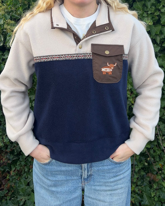 Beige and Navy with Braid