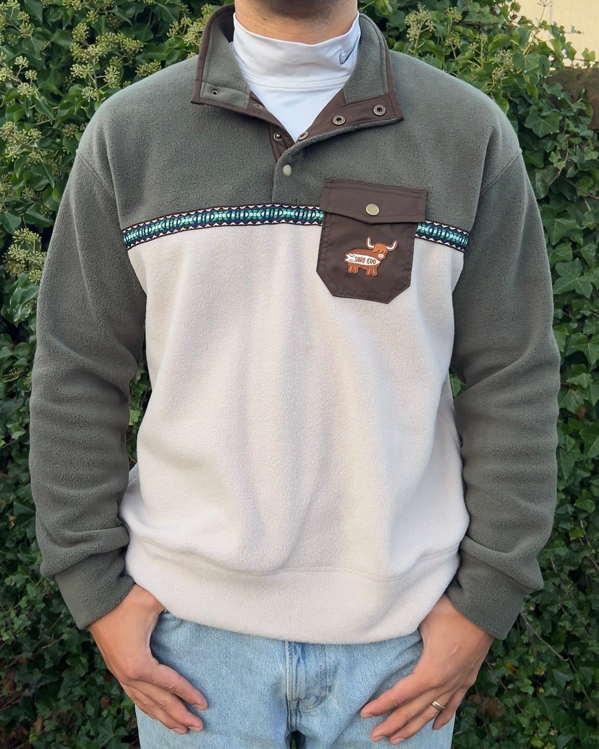 Green and Beige with Braid