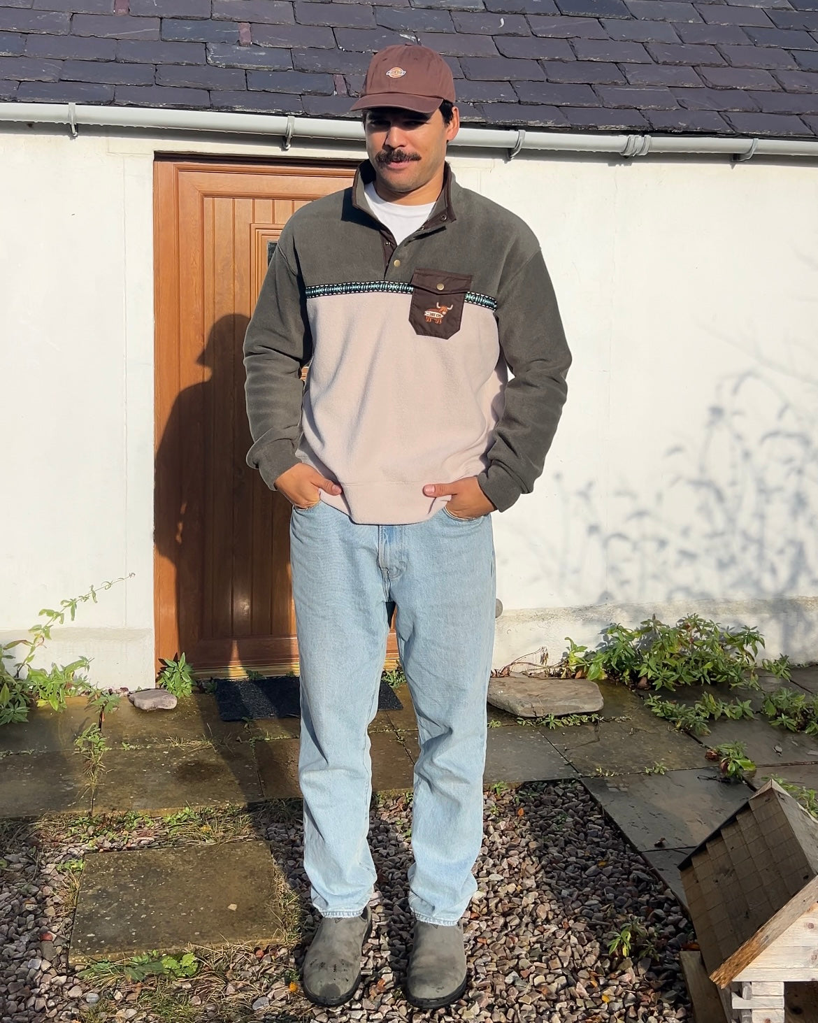 Green and Beige with Braid