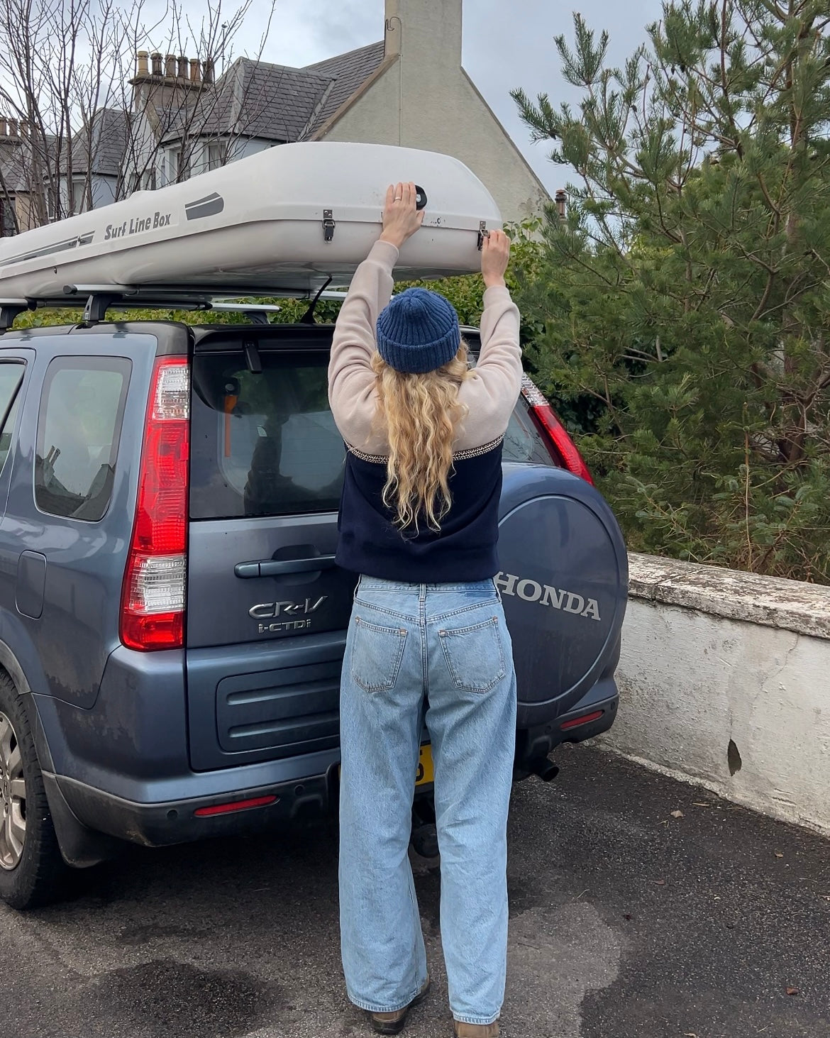 Beige and Navy with Braid