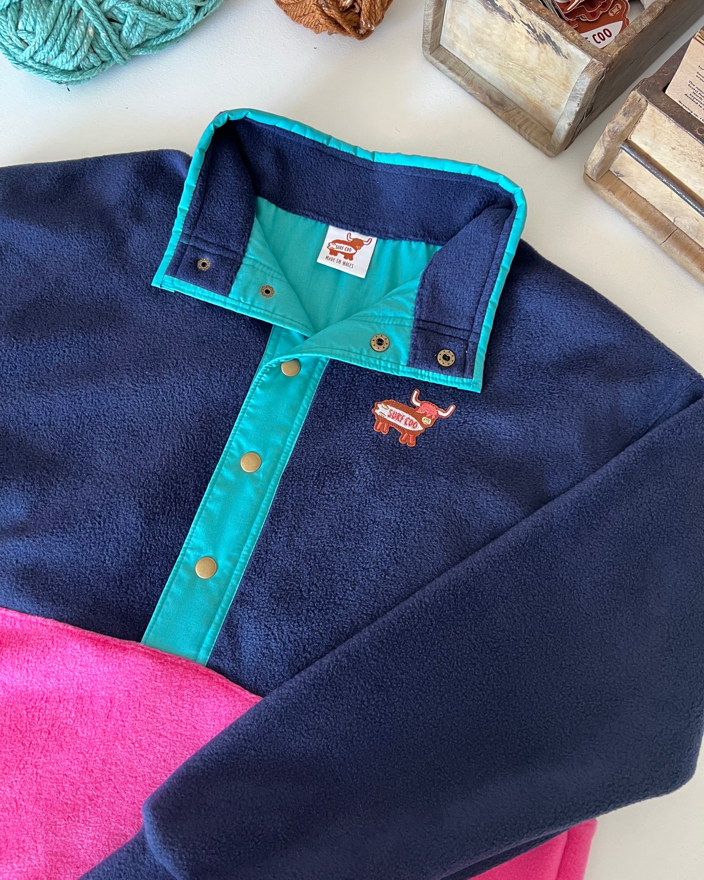 Fleece -  Navy and Pink